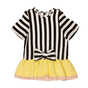 White and Black Stripe Alice Tunic with Bow Detail